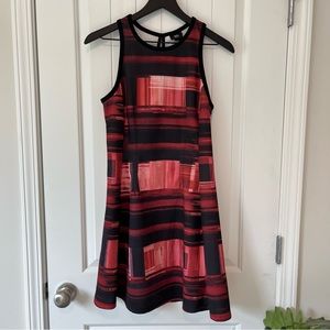 Mossimo back and red/pink/clay Fit and Flare dress. Size M medium.